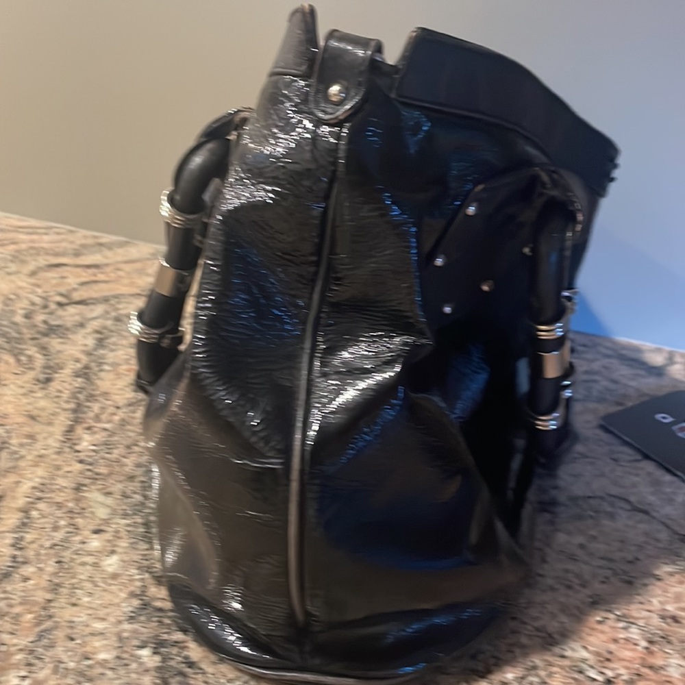Donald J Pliner Patent Black Leather Handbag - Picture 11 of 15